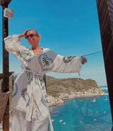 Cie Cie and Co Natural Midi Robe in Palm Tree