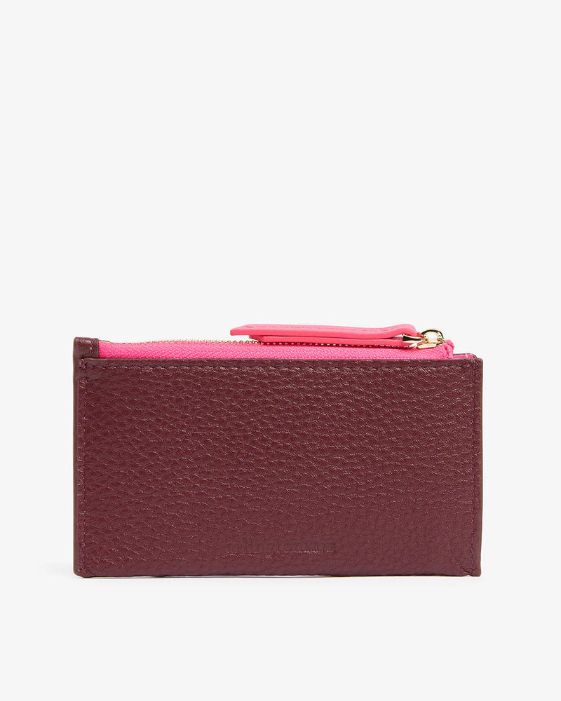 COMPACT WALLET in Burgundy Pebble by ARLINGTON MILNE