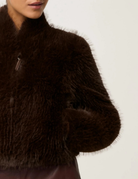 DAWN FAUX FUR CROPPED JACKET in Walnut by OnceWas