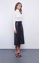 BUSINESS LEATHER PLANE SKIRT | Black - Darling & Domain