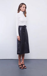 BUSINESS LEATHER PLANE SKIRT | Black