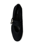 DOUBLE BUCKLE BALLET FLAT in Black by La Tribe