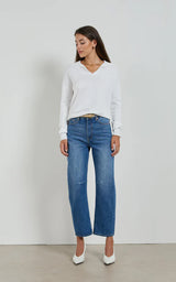 DINA CROPPED BARREL JEAN in Rodeo Blue by Dricoper