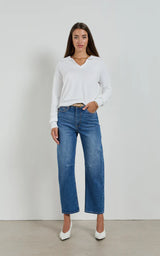 DINA CROPPED BARREL JEAN in Rodeo Blue by Dricoper