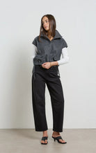 DINA CROPPED BARREL JEAN in Black by Dricoper