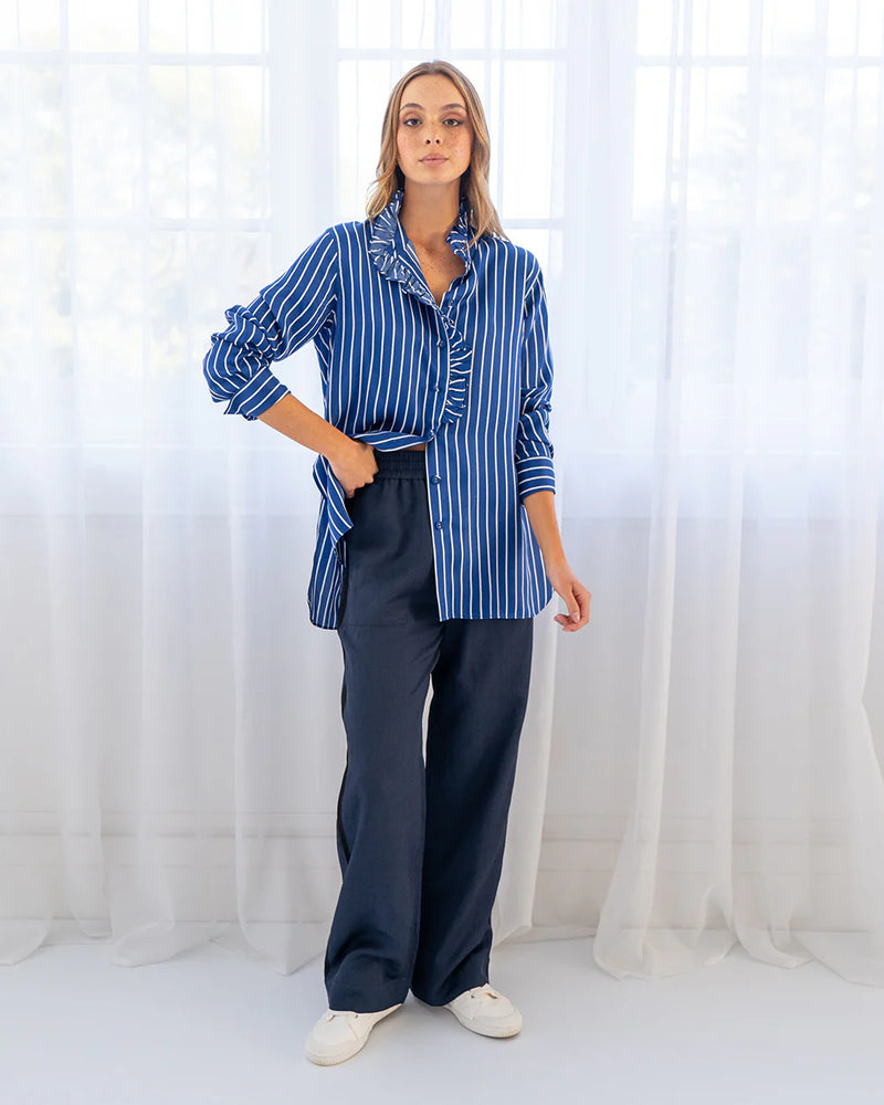 ELISE SHIRT in French Blue Stripe by ARLINGTON MILNE