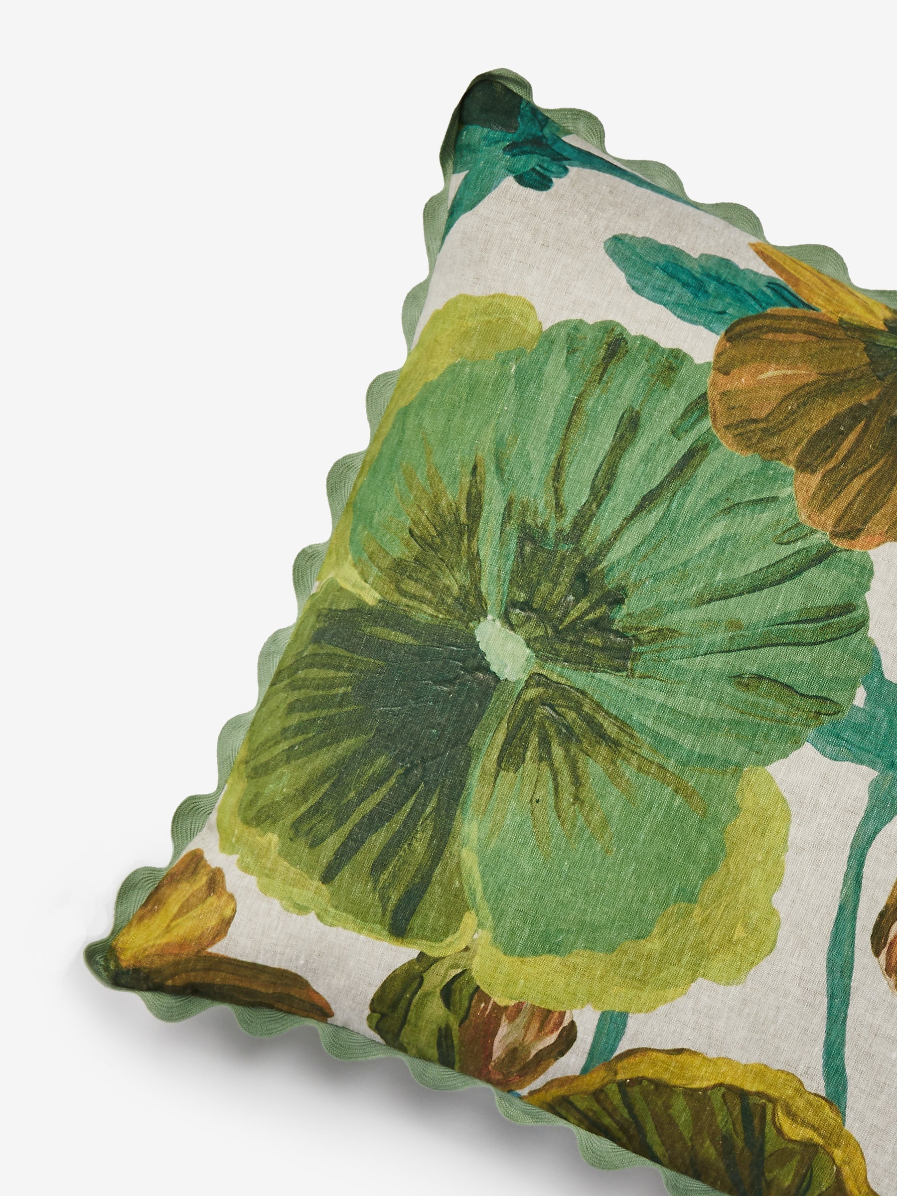 WILD PANSY VERDE LINEN CUSHION - 60cm from Bonnie and Neil