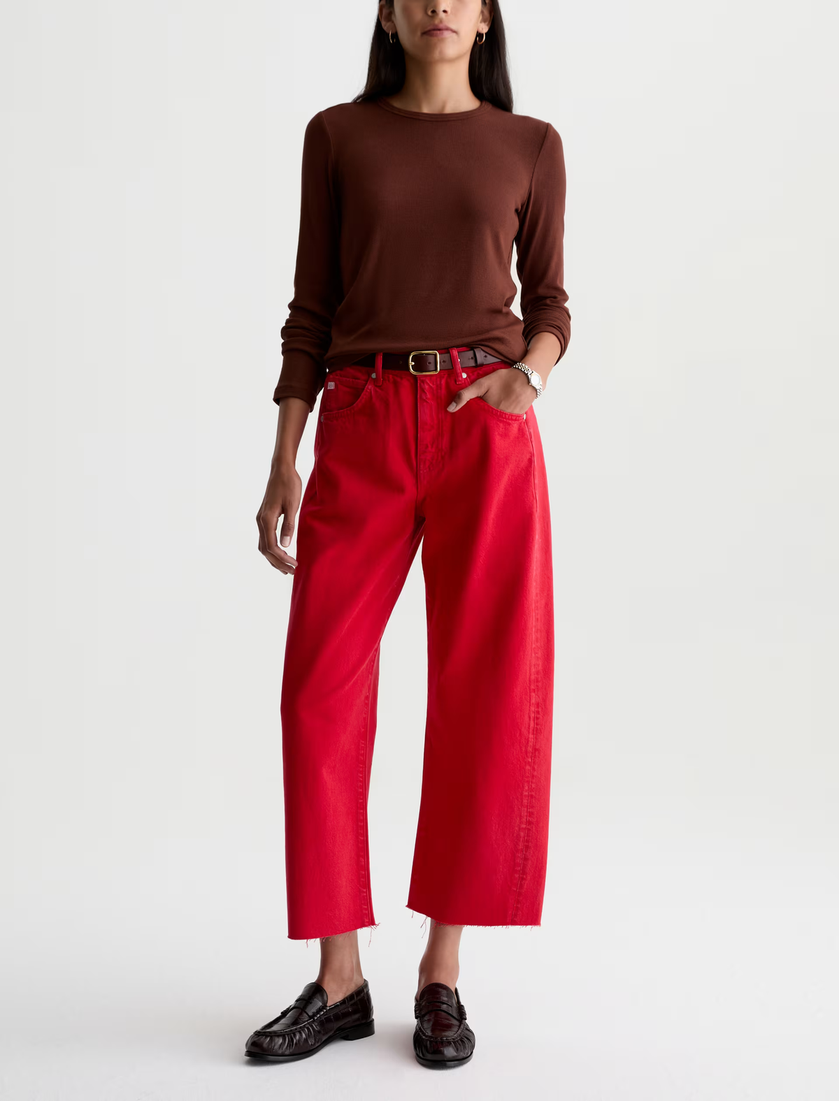 HATTIE CROP JEAN in Recording Red by AG Jeans