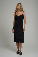 FEATHERSTONE LACE SLIP DRESS in Black