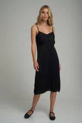 FEATHERSTONE LACE SLIP DRESS in Black