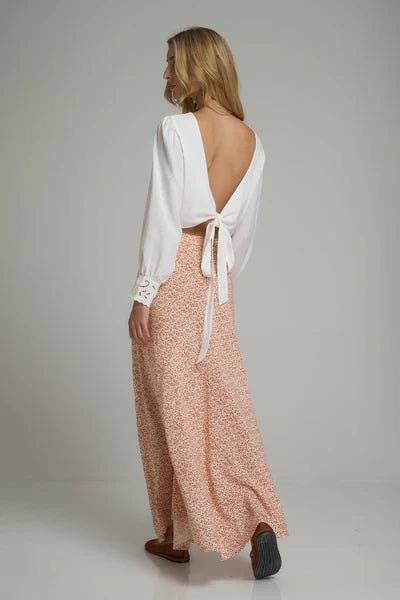 ASHBOURNE SKIRT in Hampstead Floral Ivory + Tangerine, by Lilya