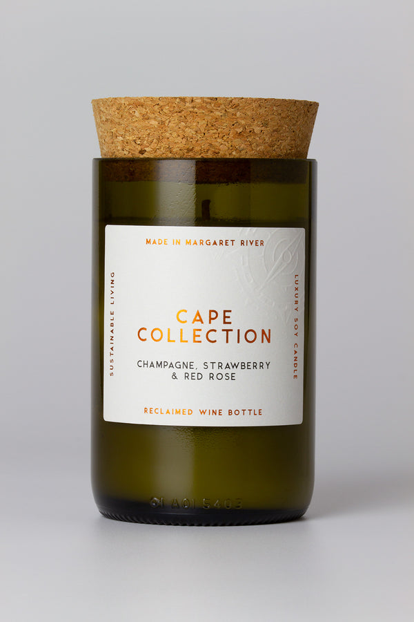 CAPE COLLECTION CANDLE in Champagne, Strawberry + Rose,