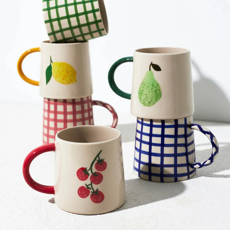 LARDER CHECK MUG in Pink by Jones & Co
