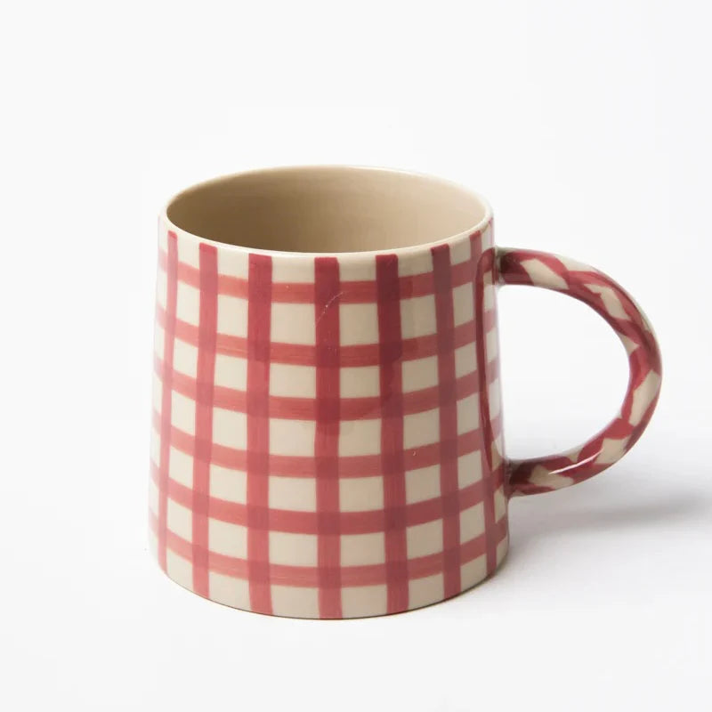 LARDER CHECK MUG in Pink by Jones & Co