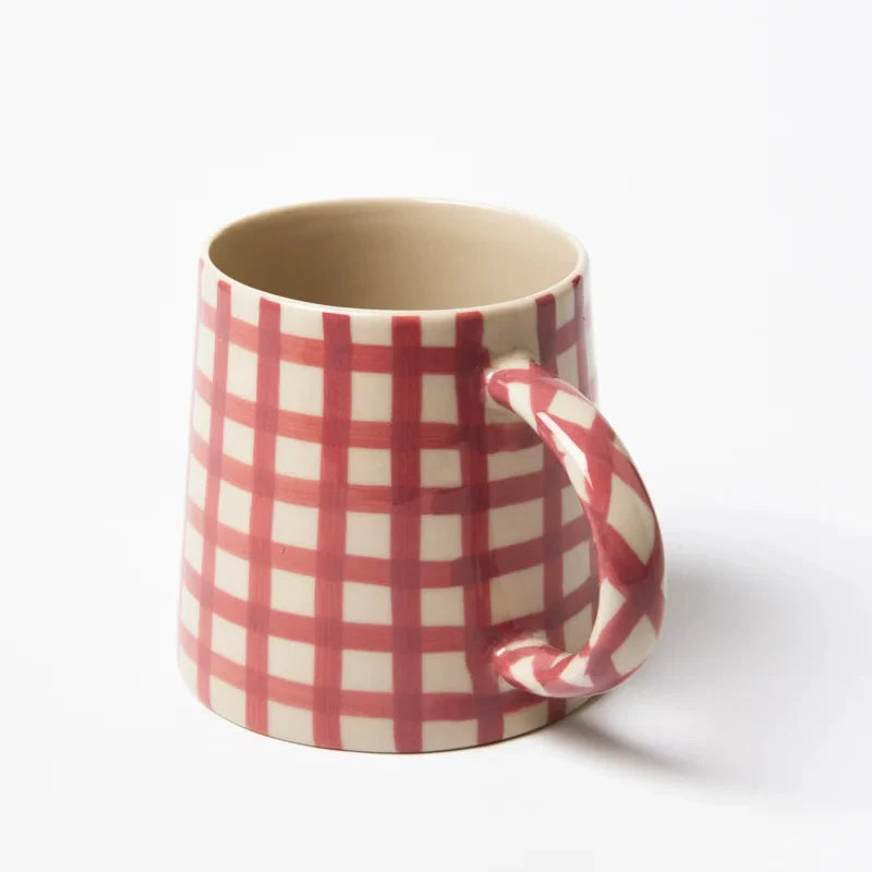 LARDER CHECK MUG in Pink by Jones & Co