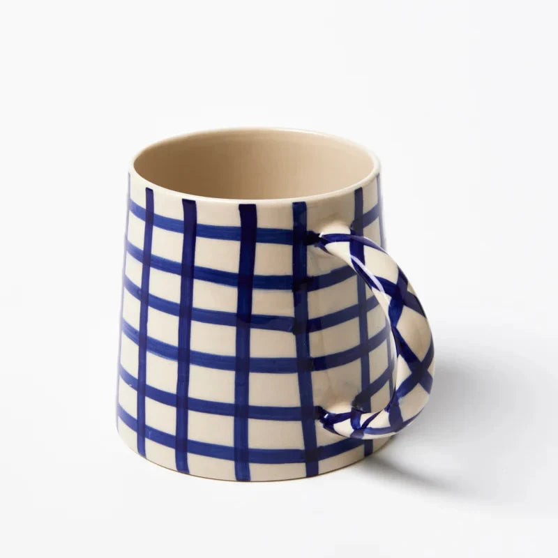 LARDER CHECK MUG in Navy by Jones & Co