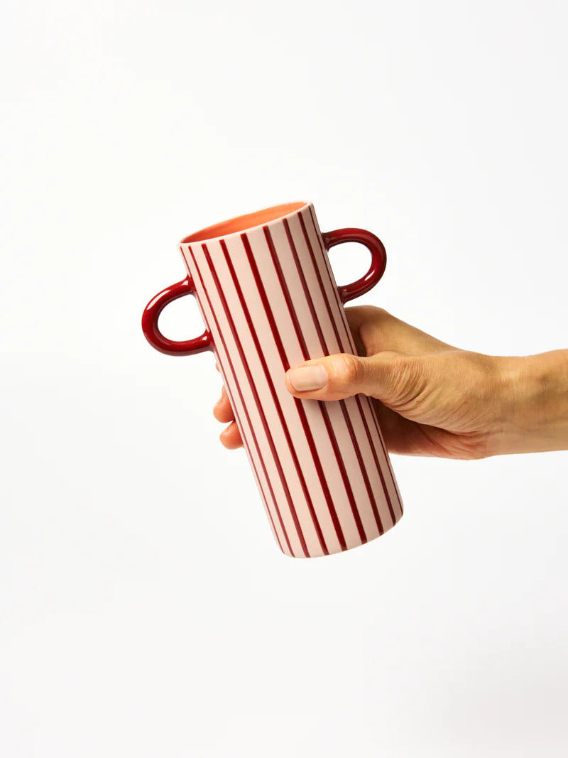GRIFFE BUD VASE in Pink Pinstripe by Jones & Co
