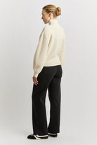 GRID KNIT ZIP THROUGH CARDIGAN in Ivory by Toorallie