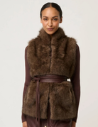 HAZEL FAUX FUR VEST in Walnut by OnceWas