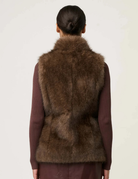 HAZEL FAUX FUR VEST in Walnut by OnceWas