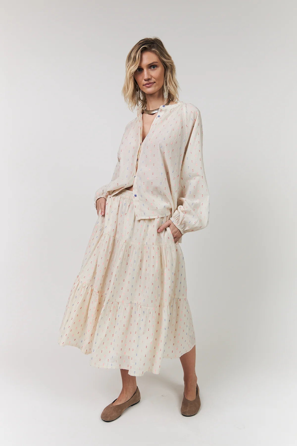 HAILEY LONG SLEEVE SHIRT in Creme by Lollys Laundry at Darling and Domain