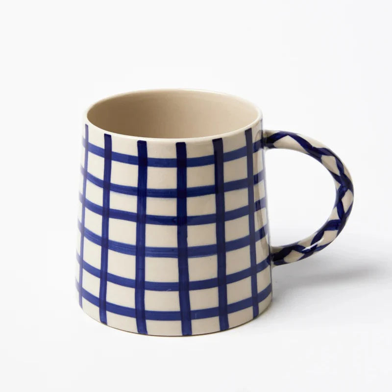 LARDER CHECK MUG in Navy by Jones & Co