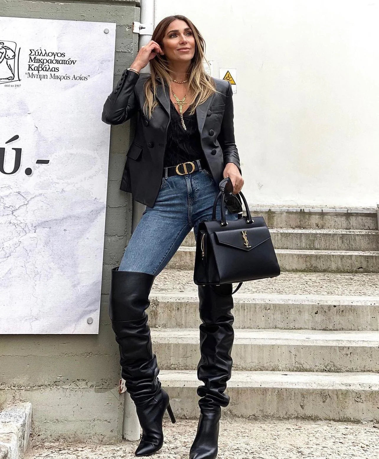 CLAUDIA LEATHER BLAZER in Black from DEA The Label