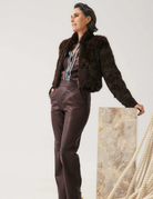 JOAN LEATHER STRAIGHT LEG PANT in Oxblood by OnceWas