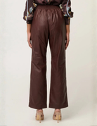 JOAN LEATHER STRAIGHT LEG PANT in Oxblood by OnceWas