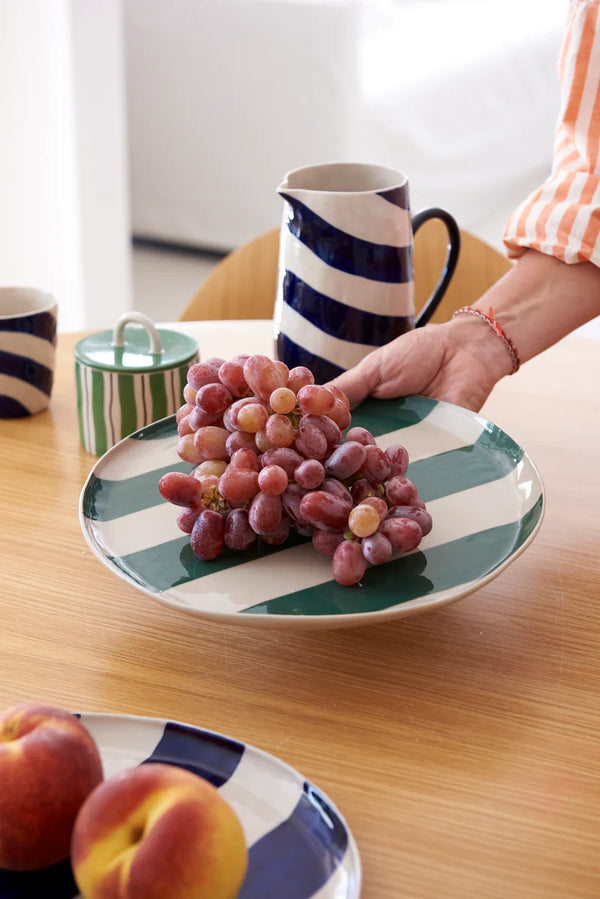 CABANA STRIPE PLATTER in Green by Jones & Co