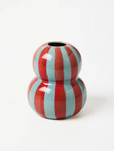 FONDA BURGUNDY PALE BLUE STRIPE VASE