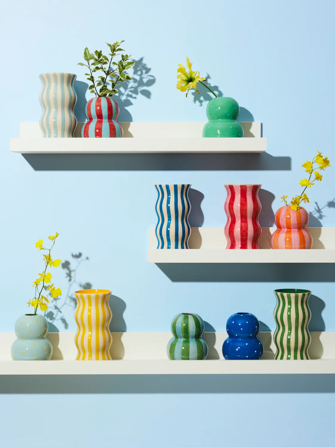 FONDA GREEN BLUE STRIPE VASE - Darling & Domain