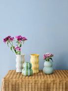 FONDA PALE BLUE YELLOW DOTTY VASE - Darling & Domain