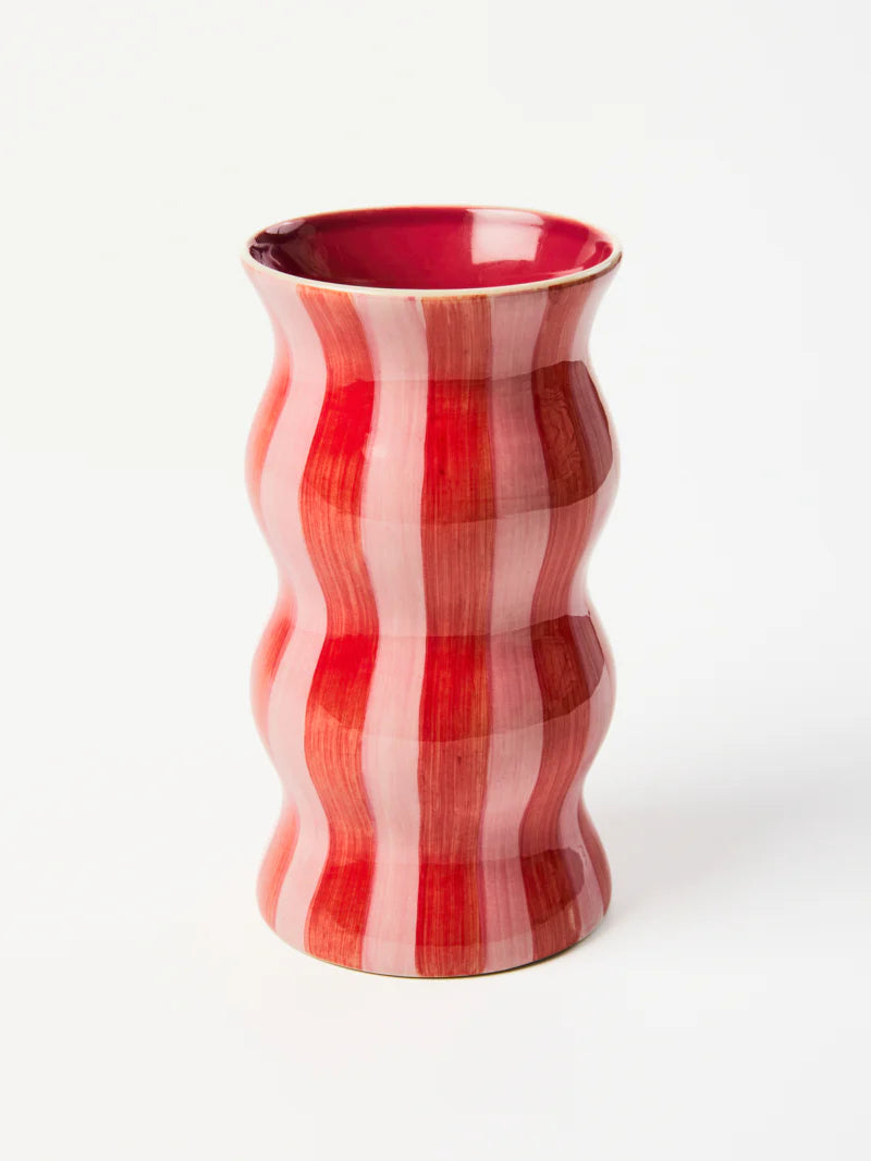 PALMA RED PINK STRIPE VASE - Darling & Domain