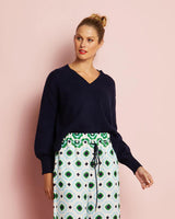 JOSIE V NECK KNIT in Navy by ARLINGTON MILNE