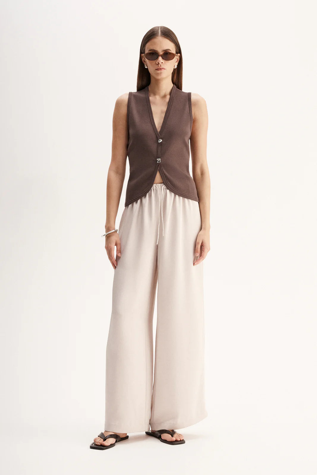 LANA KNIT VEST in Chocolate by Elka Collective