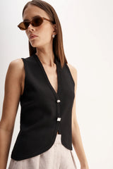 LANA KNIT VEST in Black by Elka Collective