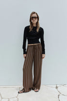 PETRA STRIPE PANT in Tan Stripe by Elka Collective