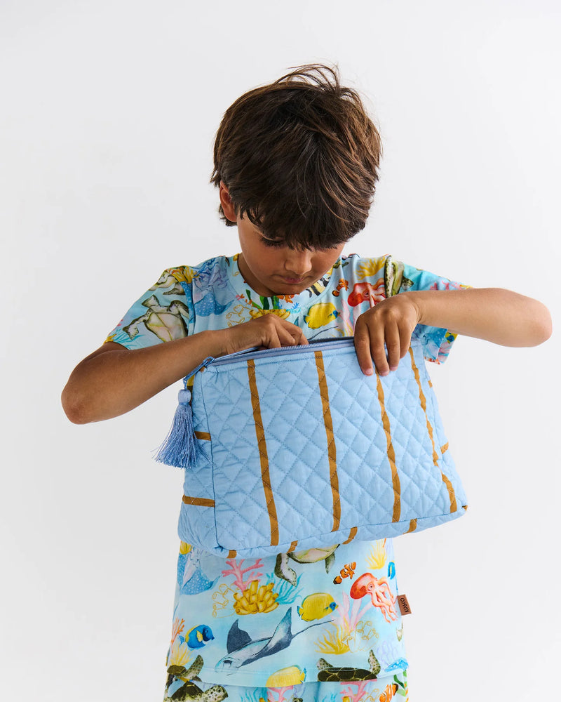 QUILTED COTTON TOILETRY PURSE | Como Stripe