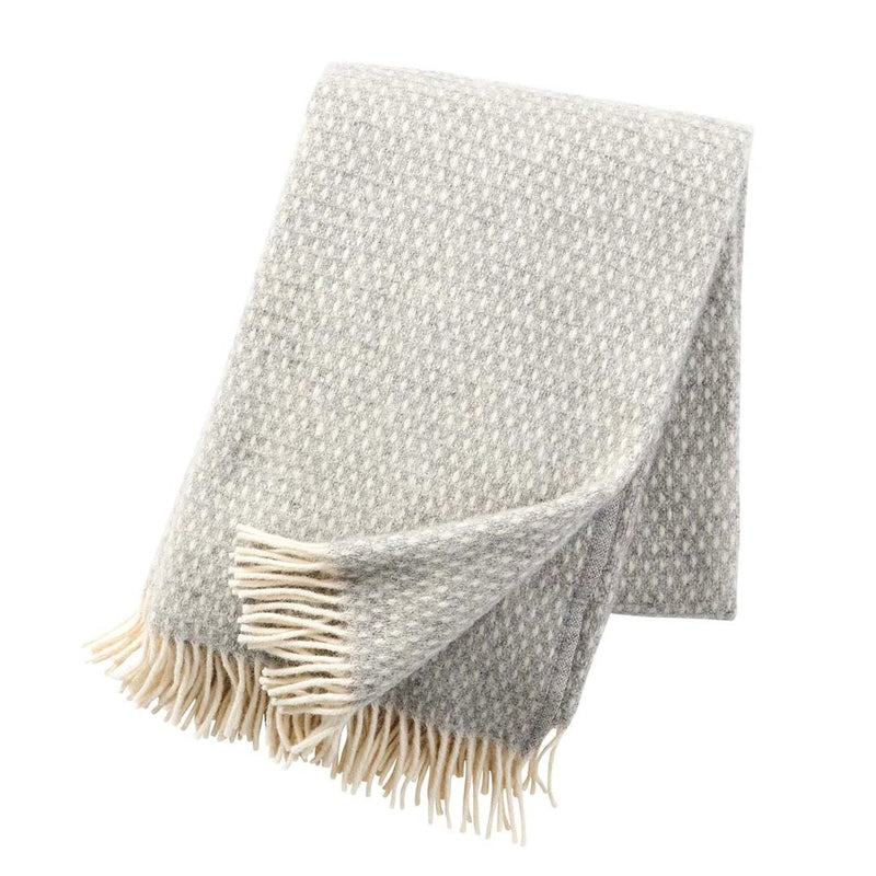 KNUT BRUSHED WOOL BLANKET in Light Grey by Klippan