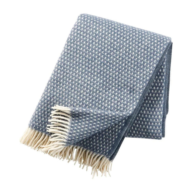 KNUT BRUSHED WOOL BLANKET in Smokey Blue by Klippan