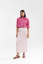 LEONIE BLOUSE in Poppy Bark Stripe by Aston Studio