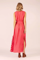 STELLA LINEN + LACE LONG DRESS | Watermelon
