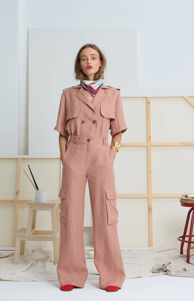 LE POCKET DETAIL PANT in Sandy Pink  from Le Stripe