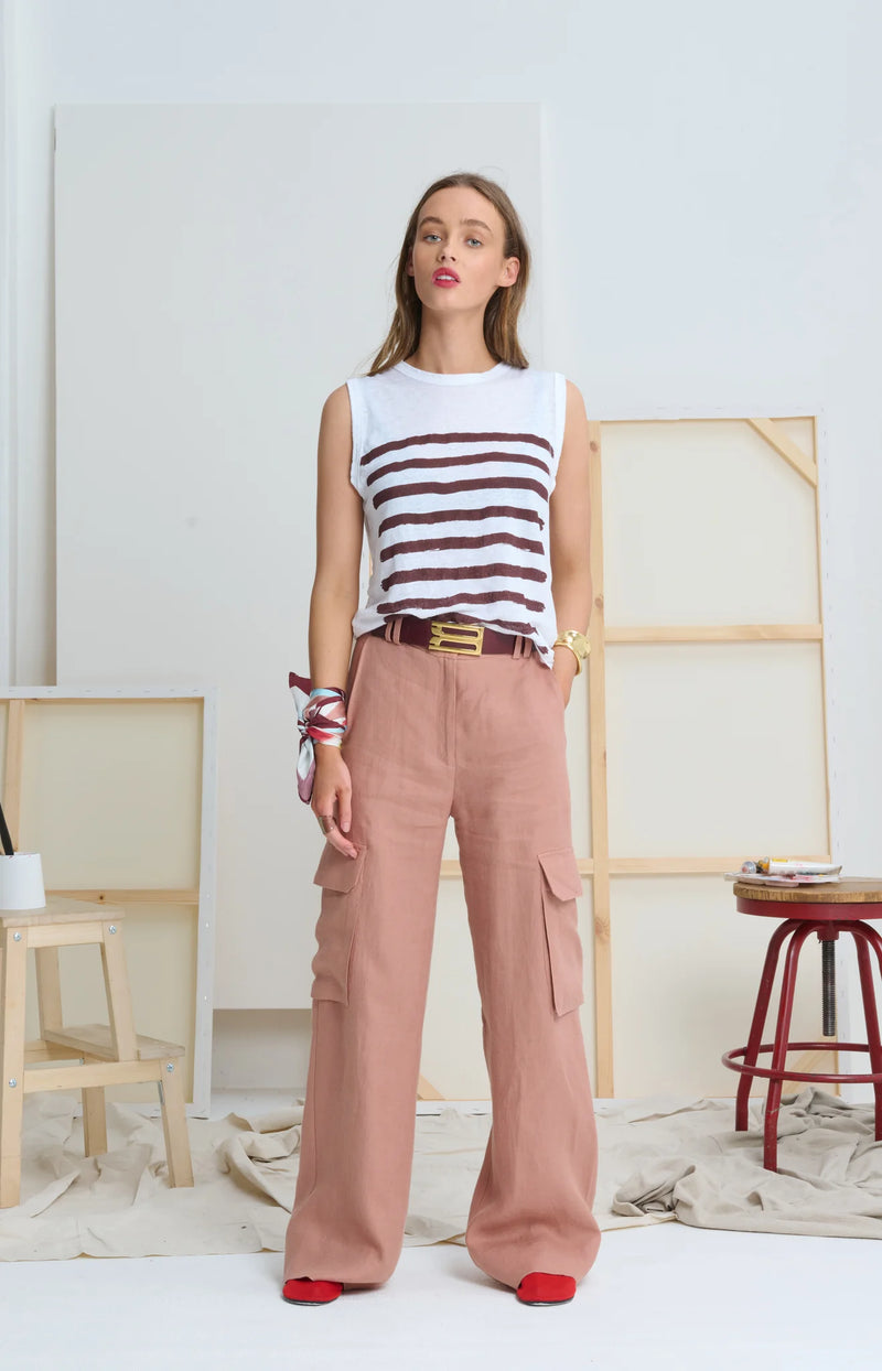 LE POCKET DETAIL PANT in Sandy Pink  from Le Stripe