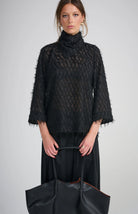 *Pre-Order* LE TASSEL TOP WITH SCARF | Black - Darling & Domain