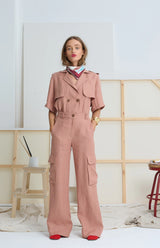 LE TRENCH SHIRT in Sandy Pink  from Le Stripe