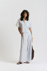 LE SEERSUCKER STRIPE SHIRT | White + Blue