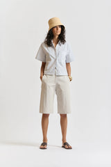 LE SEERSUCKER STRIPE SHIRT | White + Blue