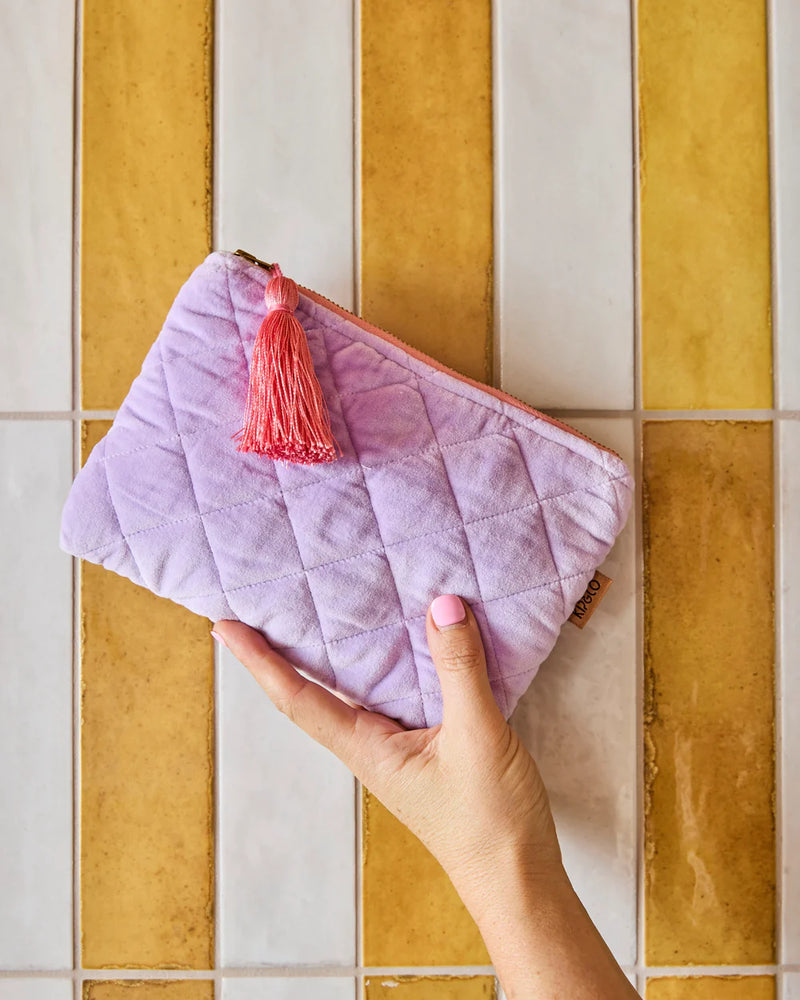 Velvet Cosmetic Purse in Lilac by Kip & Co